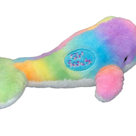 Girl Scouts Plush Narwhal Whale Stuffed Animal Pastel Rainbow Striped 75703 13” - Picture 12 of 15